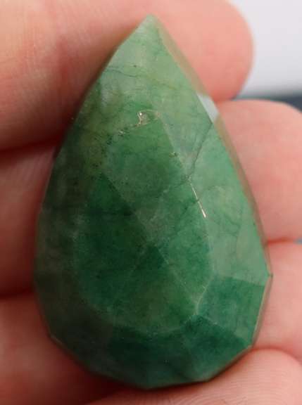 Large 98.5ct pear cut forest green Emerald