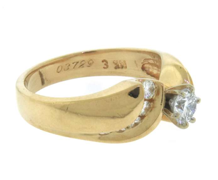 Charming Yellow Golod Diamond Bypass Engagement Ring