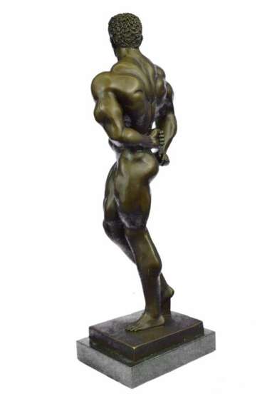 Muscle Man Flexing Bronze Sculpture