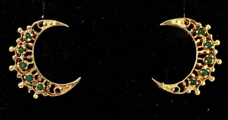 Enigmatic Crescent Moon Earrings in Yellow Gold
