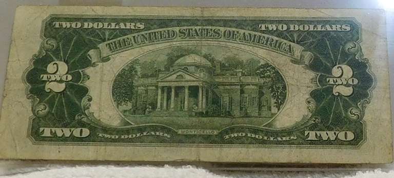 1928-G $2. US Note Red Seal circ, first yr of issue for sm size