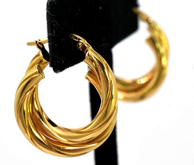 Twisted Double Hoop Earrings in 18KT Yellow Gold