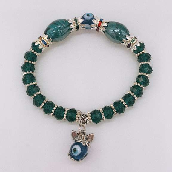 Hand Painted Beaded & Evil Eye Bracelet