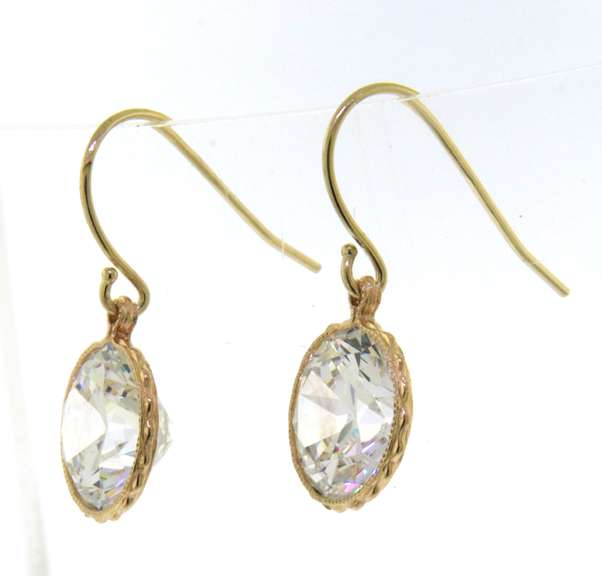 Nice Yellow Gold Bezel Cubic Zirconia Earrings