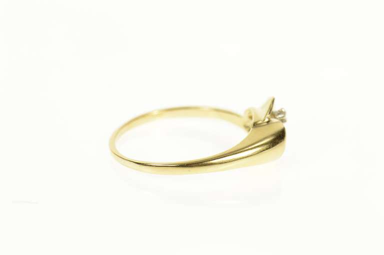 10K Yellow Gold Diamond Calla Lily Flower Romantic Statement Ring