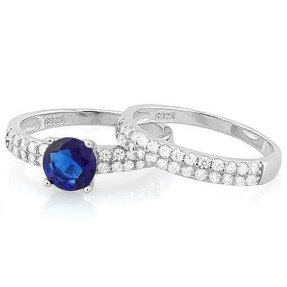 1 1/3 CARAT CREATED BLUE SAPPHIRE & 1/2 CARAT (52 PCS) FLAWLESS CR