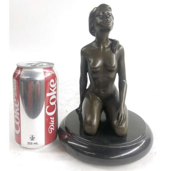 Sexy girl sitting with Pony Tail Bronze Sculpture