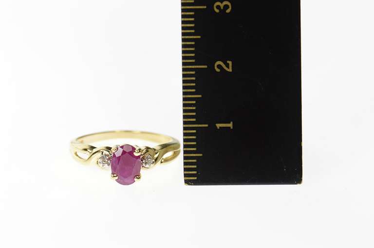 10K Yellow Gold Natural Ruby Diamond Accent Classic Ring
