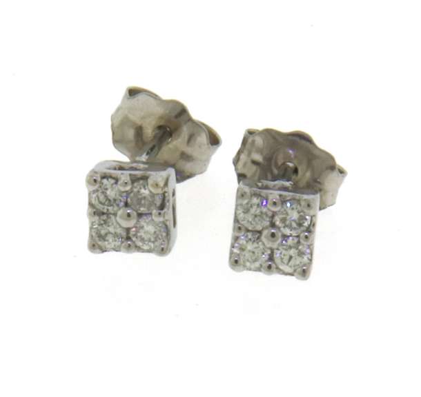 Elegant White Gold Diamond Cluster Earrings