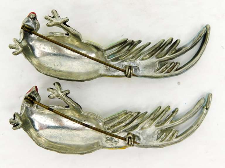 Early Designer Pair of Parrot Pins