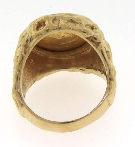 Wonderful Yellow Gold Nugget 1854 $1 Gold Coin Ring