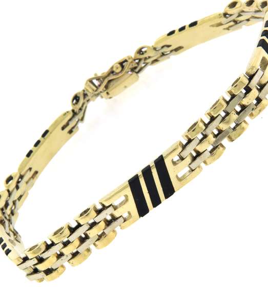 Fantastic Yellow Gold w Black Onyx Link Bracelet