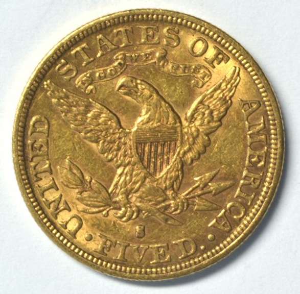 Very scarce 1895-S US $5 Liberty Gold Piece. Nice