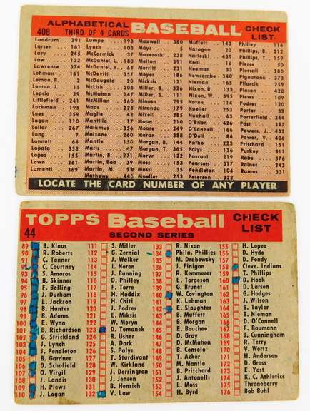 2 Topps Team Baseball Cards