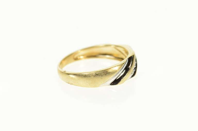 10K Yellow Gold Diamond Classic Two Tone Wedding Band Ring