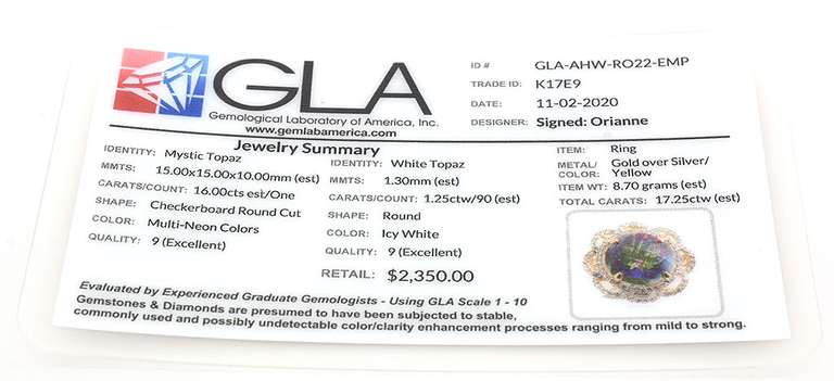 Enamoring Massive 16.00CTS Mystic Topaz & White Topaz Flower Ring in Vermeil