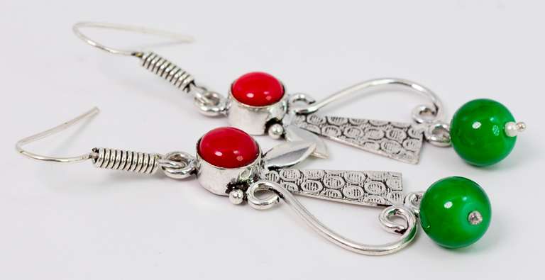 Abstract Beaded Earrings in Sterling Silver