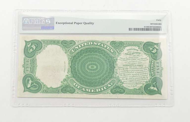 $5 1907 Legal Tender PMG 40 EPQ Extremely Fine, Fr # 91 Speelman/White