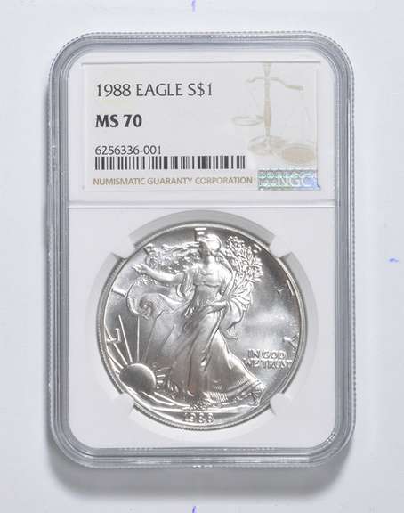 MS70 1988 American Silver Eagle - Graded NGC
