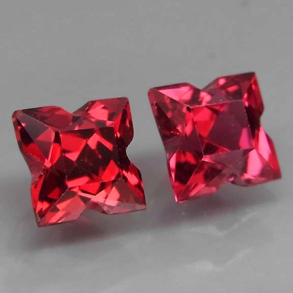 Fancy cut 1.31ct cherry red Rhodolite Garnet set