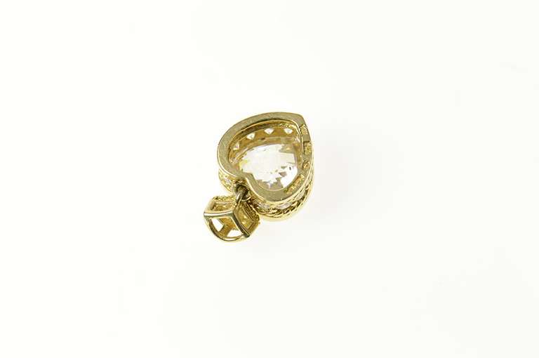 14K Yellow Gold Heart Squared Raised Halo Statement Love Pendant