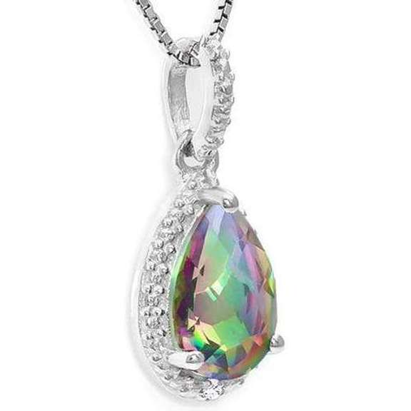 1.19 CT MYSTIC GEMSTONE & DIAMOND 925 STERLING SILVER PENDANT