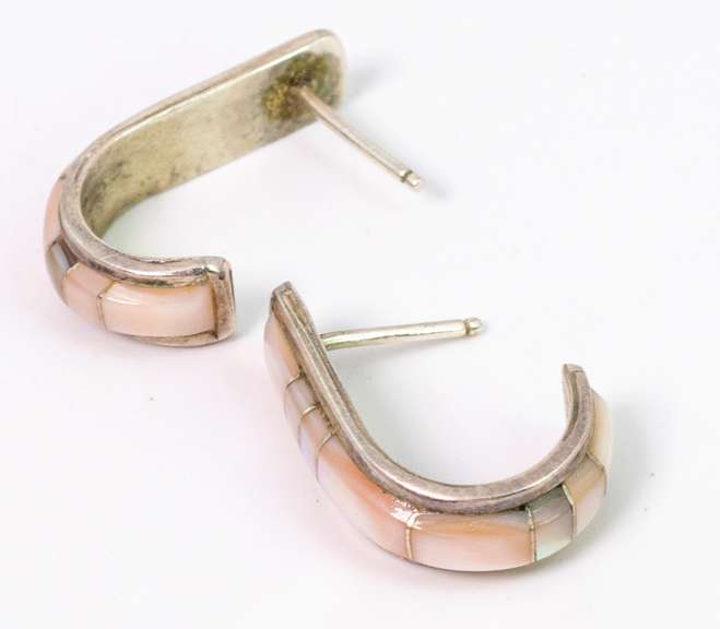 Shimmering Mother-Of-Pearl J Earrings in Sterling Silver
