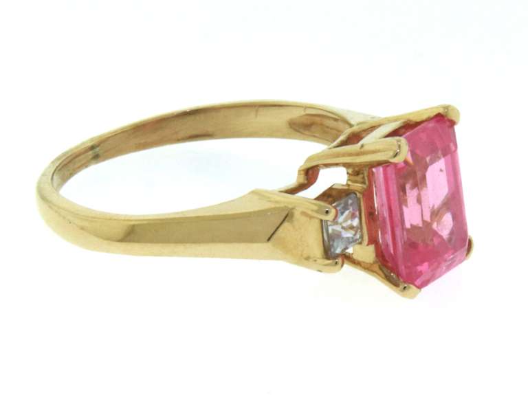 Handsome Yellow Gold Pink and White CZ Ring