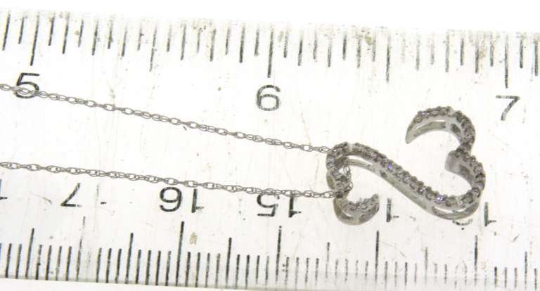 Gorgeous White Gold Diamond Open Heart Pendant on Chain
