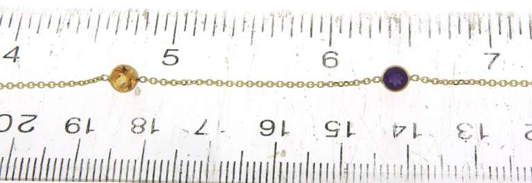 Fabulous Yellow Gold Multi Gem Station Necklace