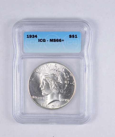 MS66+ 1934 Peace Silver Dollar - AJXX - Graded ICG
