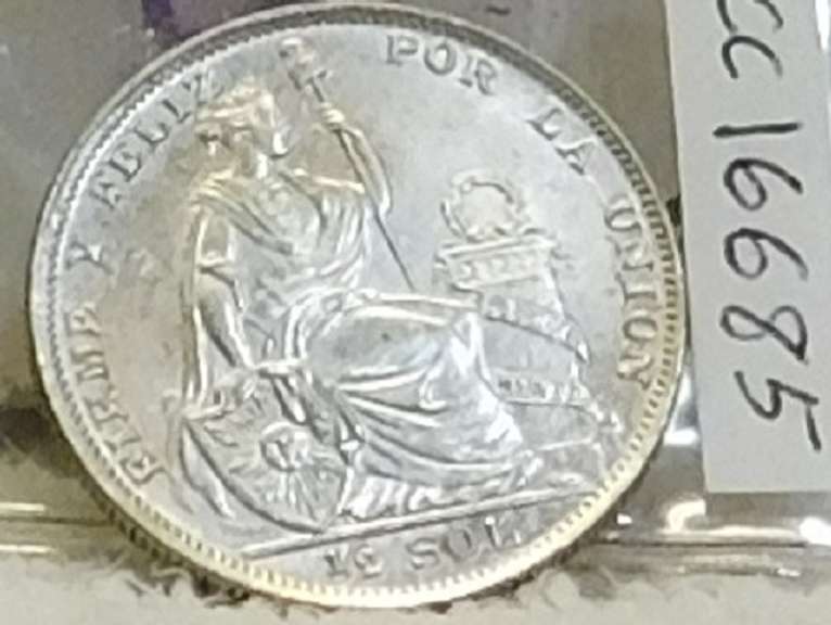 Peru 1935 Sil Dol Half Sol Silver 500 fine
