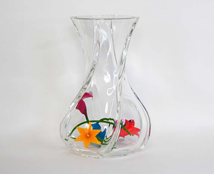 8 Inch Baccarat Serpentine Heavy Clear Crystal Bouquet Vase