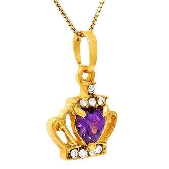 CREATED AMETHYST & CREATED DIAMOND GERMAN SILVER PENDANT