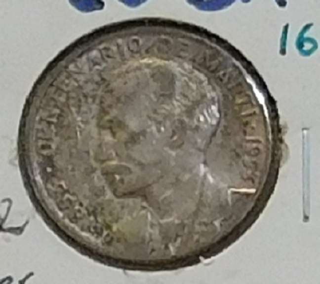 Cuba: Silver 1953 25 cts Marti Commem, circ luster