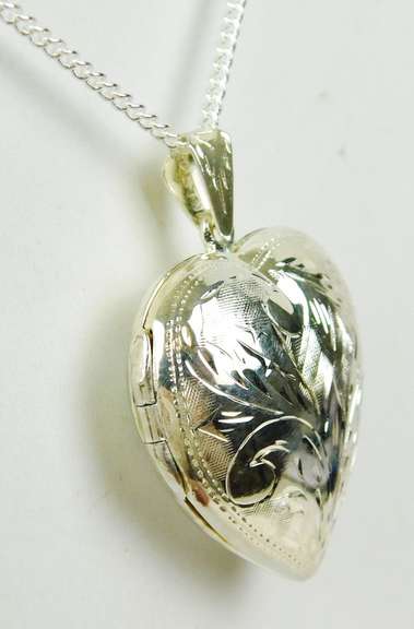 Sterling Musical Locket Pendant & Long Chain