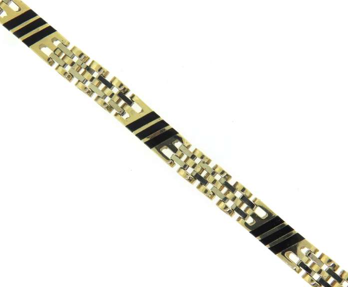 Fantastic Yellow Gold w Black Onyx Link Bracelet