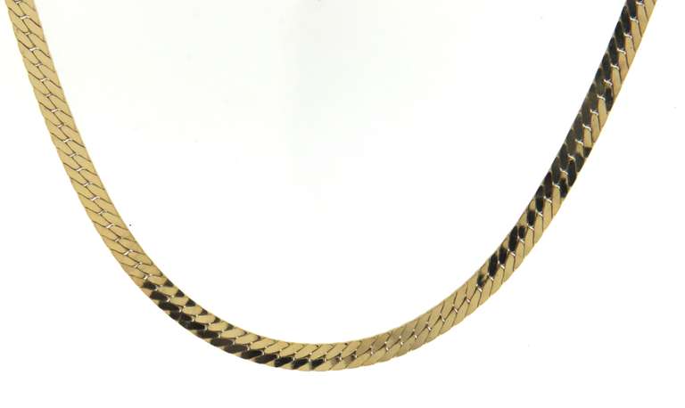 Elegant 14kt YG Herringbone Style Chain Necklace