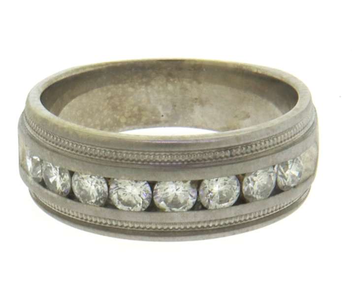 Elegant White Gold Diamond Channel Set Men's Wedding Band