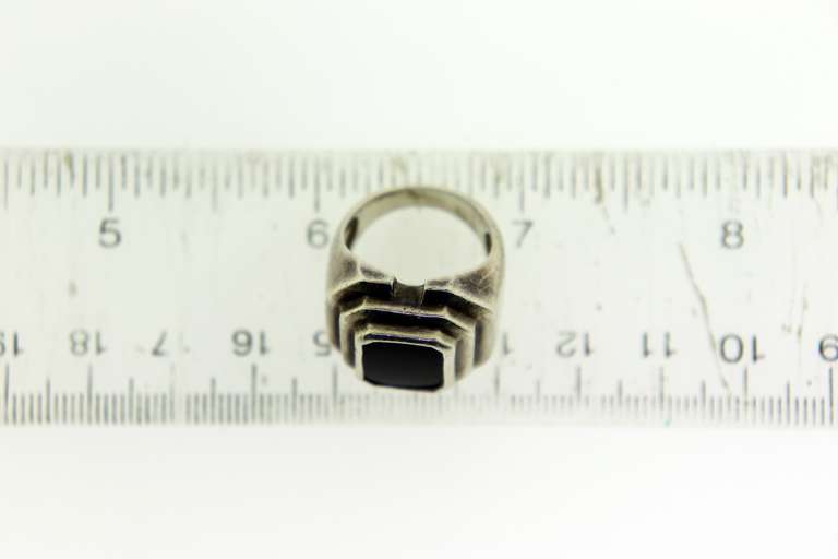 Sterling Silver Black Onyx Square Ring