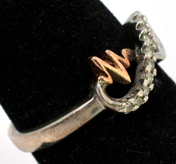 Diamond Infinity Ring with Pulse Line in 2-Tone Sterling Silver
