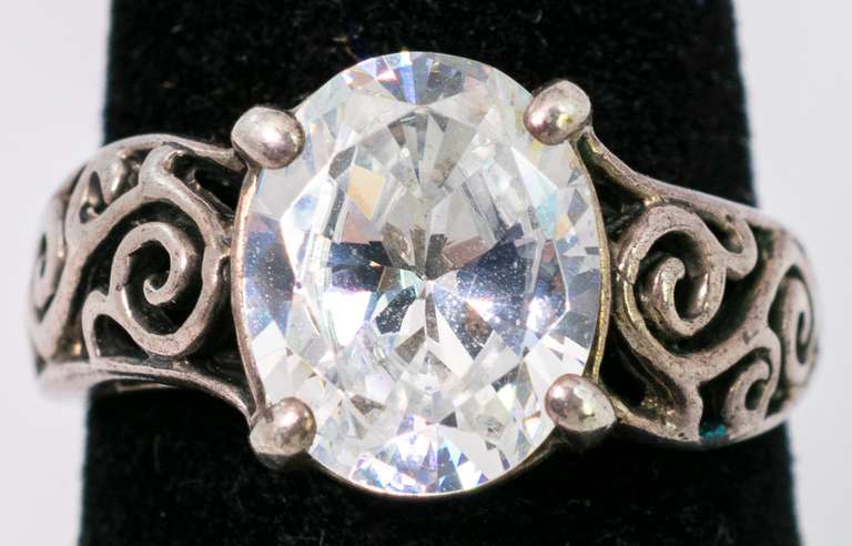 Sparkling CZ Filigree Ring in Sterling Silver