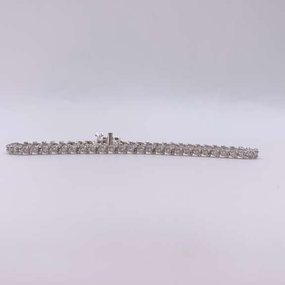 14kt Solid White Gold Diamond Tennis Bracelet