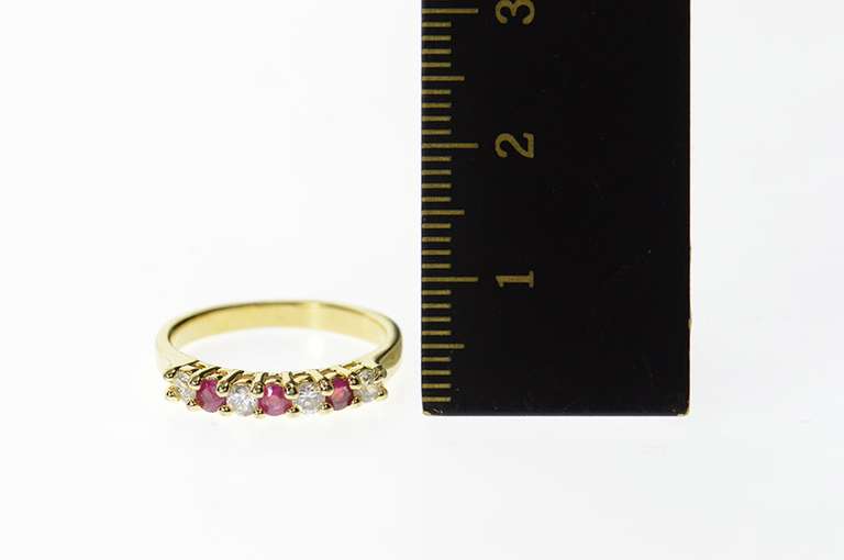 Gold Plated Classic Syn. Ruby CZ Wedding Band Ring