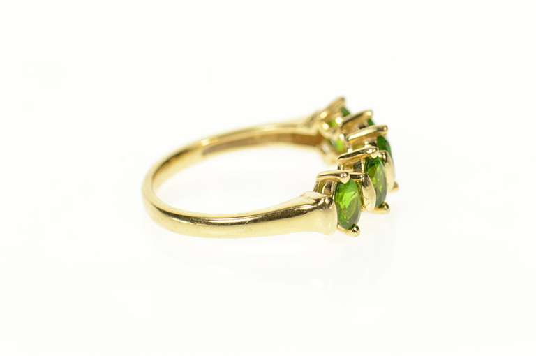 14K Yellow Gold Five Stone Green Tourmaline Statement Band Ring