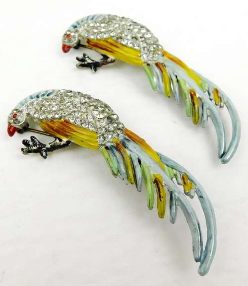 Early Designer Pair of Parrot Pins