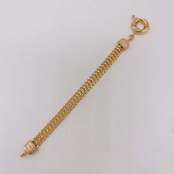 Fancy Italian Made 18kt Gold Plated Greek Key Design Bracelet