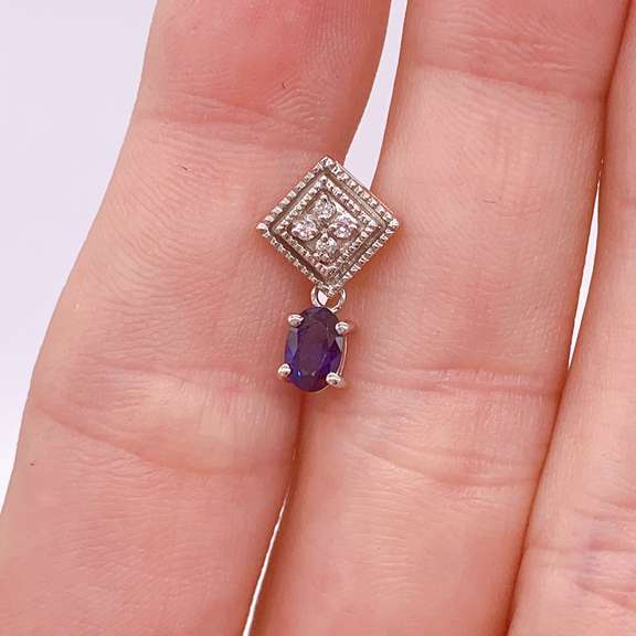 14kt Gold, Blue Sapphire, & Diamond Earrings
