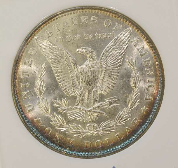 1886 MS63 Morgan Dollar, NGC, Blue Album Toning