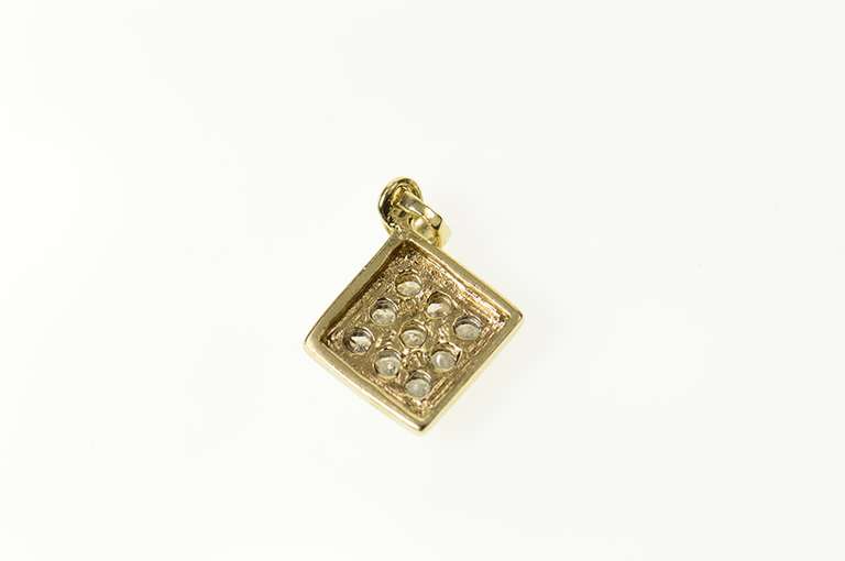 10K Yellow Gold Square Diamond Cluster Classic Statement Pendant